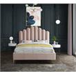 Meridian Furniture Lily Solid Wood and Tufted Velvet Queen Bed in Pink
