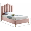 Meridian Furniture Lily Solid Wood and Tufted Velvet Twin Bed in Pink