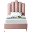 Meridian Furniture Lily Solid Wood and Tufted Velvet Twin Bed in Pink