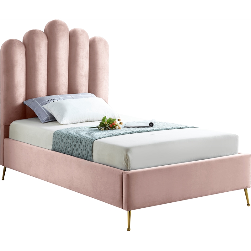 Meridian Furniture Lily Solid Wood And, Pink Tufted Twin Bed