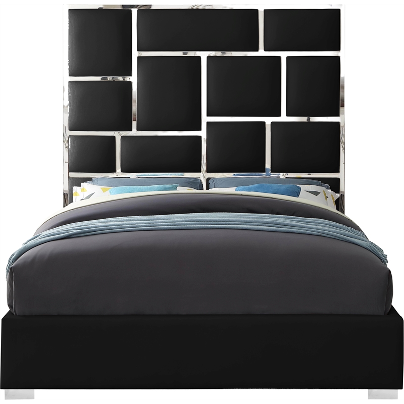 Meridian Furniture Milan Solid Wood and Vegan Leather King Bed in Black