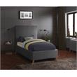 Meridian Furniture Jasmine Contemporary Velvet Twin Bed in Gray