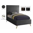 Meridian Furniture Jasmine Contemporary Velvet Twin Bed in Gray