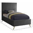 Meridian Furniture Jasmine Contemporary Velvet Twin Bed in Gray