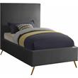 Meridian Furniture Jasmine Contemporary Velvet Twin Bed in Gray
