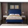 Meridian Furniture Jasmine Contemporary Velvet Full Bed in Navy
