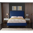 Meridian Furniture Jasmine Contemporary Velvet Full Bed in Navy