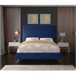 Meridian Furniture Jasmine Contemporary Velvet King Bed in Navy