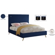 Meridian Furniture Jasmine Contemporary Velvet Queen Bed in Navy