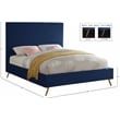 Meridian Furniture Jasmine Contemporary Velvet Queen Bed in Navy