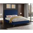 Meridian Furniture Jasmine Contemporary Velvet Queen Bed in Navy