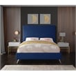 Meridian Furniture Jasmine Contemporary Velvet Queen Bed in Navy