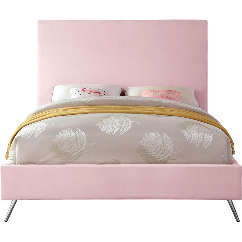 Meridian Furniture Jasmine Contemporary Velvet Twin Bed in Navy