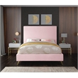 Meridian Furniture Jasmine Contemporary Velvet Full Bed in Pink