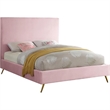 Meridian Furniture Jasmine Contemporary Velvet King Bed in Pink