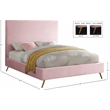 Meridian Furniture Jasmine Contemporary Velvet Queen Bed in Pink
