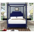 Meridian Furniture Rowan Tufted Velvet Queen Bed in Navy