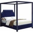 Meridian Furniture Rowan Tufted Velvet Queen Bed in Navy