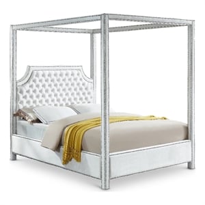 Meridian Furniture Rowan Tufted Velvet King Bed in White