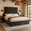 Meridian Furniture Sedona Rich Velvet King Bed in Gray