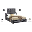 Meridian Furniture Sedona Rich Velvet Queen Bed in Gray
