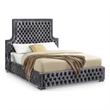 Meridian Furniture Sedona Rich Velvet Queen Bed in Gray