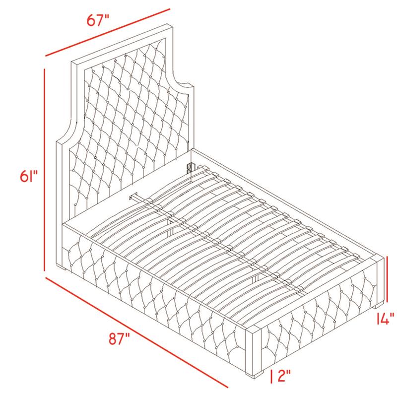 Meridian Furniture Sedona Rich Velvet Queen Bed in Navy