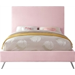 Meridian Furniture Jasmine Contemporary Velvet Twin Bed in Pink
