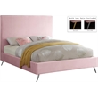 Meridian Furniture Jasmine Contemporary Velvet Twin Bed in Pink