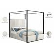 Meridian Furniture Jax Solid Wood and Velvet King Bed in Cream/Matte Black