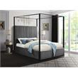 Meridian Furniture Jax Solid Wood and Velvet King Bed in Gray