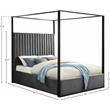 Meridian Furniture Jax Solid Wood and Velvet King Bed in Gray