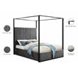 Meridian Furniture Jax Solid Wood and Velvet King Bed in Gray