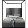 Meridian Furniture Jax Solid Wood and Velvet Queen Bed in Gray