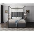 Meridian Furniture Jax Solid Wood and Velvet Queen Bed in Gray