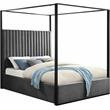 Meridian Furniture Jax Solid Wood and Velvet Queen Bed in Gray