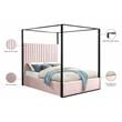 Meridian Furniture Jax Solid Wood and Velvet King Bed in Pink