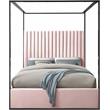 Meridian Furniture Jax Solid Wood and Velvet Queen Bed in Pink