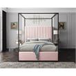 Meridian Furniture Jax Solid Wood and Velvet Queen Bed in Pink