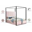 Meridian Furniture Jax Solid Wood and Velvet Queen Bed in Pink