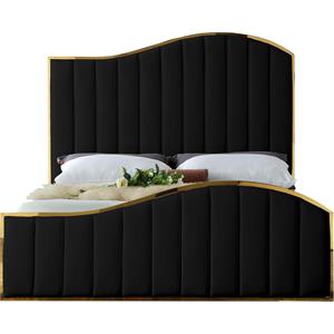 meridian furniture jolie solid wood and velvet bed in black