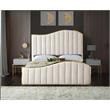 Meridian Furniture Jolie Solid Wood and Velvet King Bed in Cream