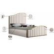 Meridian Furniture Jolie Solid Wood and Velvet King Bed in Cream