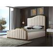 Meridian Furniture Jolie Solid Wood and Velvet Queen Bed in Cream