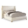 Meridian Furniture Soho Solid Wood and Vegan Leather Full Bed in White