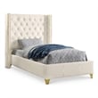 Meridian Furniture Soho Solid Wood and Vegan Leather Twin Bed in White