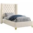 Meridian Furniture Soho Solid Wood and Vegan Leather Twin Bed in White
