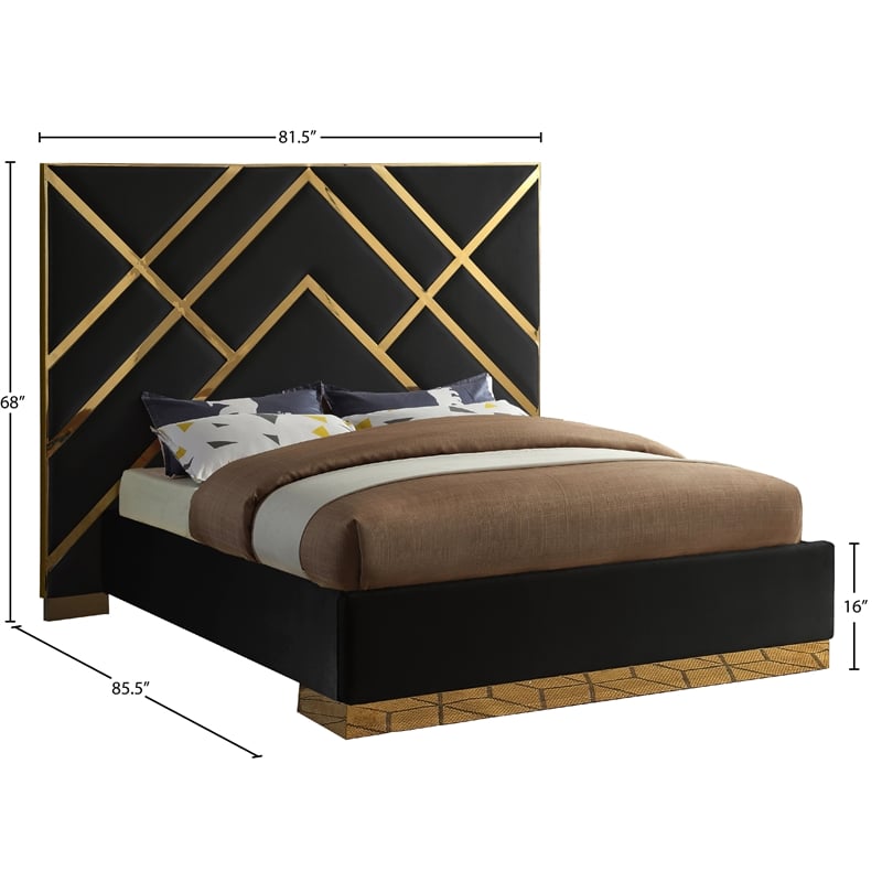 Meridian Furniture Vector Rich Velvet Queen Bed in Black
