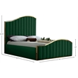 Meridian Furniture Jolie Solid Wood and Velvet Queen Bed in Green