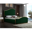 Meridian Furniture Jolie Solid Wood and Velvet Queen Bed in Green
